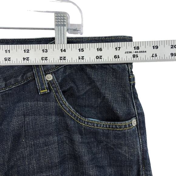 Paper Denim & Cloth Alec Relaxed Bootcut Jeans Mens 36 Blue Dark Wash Button Zip - Picture 2 of 8